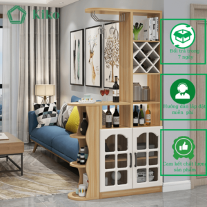 Tủ Rượu Gỗ Cánh Kính Kèm Gía Treo Ly  KIKO TR1066