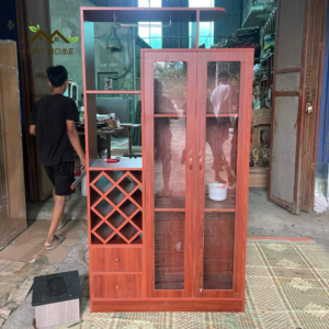 Tủ Rượu Gỗ Cánh Kính Kèm Giá Treo Ly KIKO TR 043
