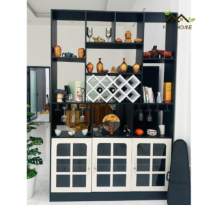 Tủ Rượu Gỗ Cánh Kính Kèm Giá Treo Ly KIKO TR 045