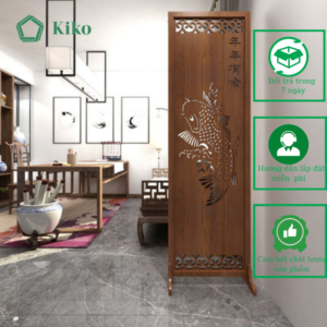 Bình phong Ngăn Cách Phòng Hoạ Tiết Cá Chép Phong Thủy KIKO BP 002