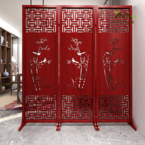 Bình phong Ngăn Cách Phòng Hoạ Tiết Trúc Chim Phong Thủy KIKO BP 007
