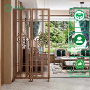Bình phong Vách Ngăn Cách Phòng Phong Thủy Chữ Phúc KIKO BP 003