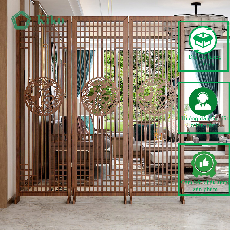 Bình phong Vách Ngăn Cách Phòng Phong Thủy Chữ Phúc KIKO BP 004