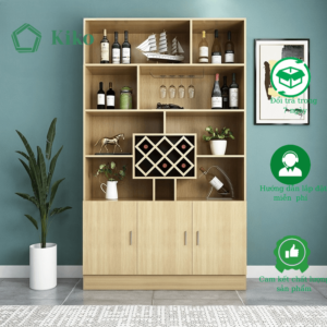 Tủ Rượu Gỗ Đặt Sàn Trang Trí Kèm Gía Treo Ly KIKO TR 018