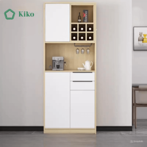 Tủ Rượu Gỗ Đặt Sàn Trang Trí Kèm Gía Treo Ly KIKO TR 038