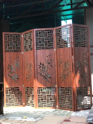 Bình phong Ngăn Cách Phòng Hoạ Tiết Trúc Chim Phong Thủy KIKO BP 005