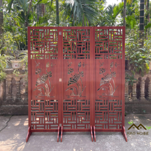 Bình phong Ngăn Cách Phòng Hoạ Tiết Hoa Sen Phong Thủy KIKO BP 008