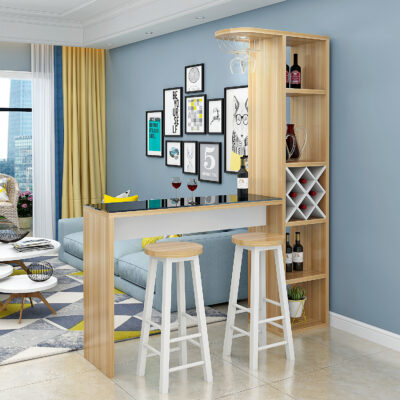 Quầy Bar Mini ,Tủ Rượu Gỗ kèm giá treo ly