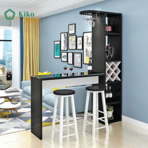 Quầy Bar Mini ,Tủ Rượu Gỗ kèm giá treo ly TR1022