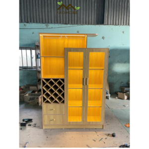Tủ Rượu Gỗ Cánh Kính Kèm Giá Treo Ly KIKO TR 012